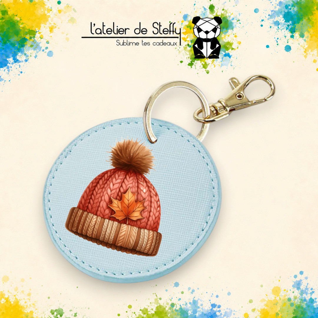 Porte-clés simili rond - Bonnet automne – Image 3