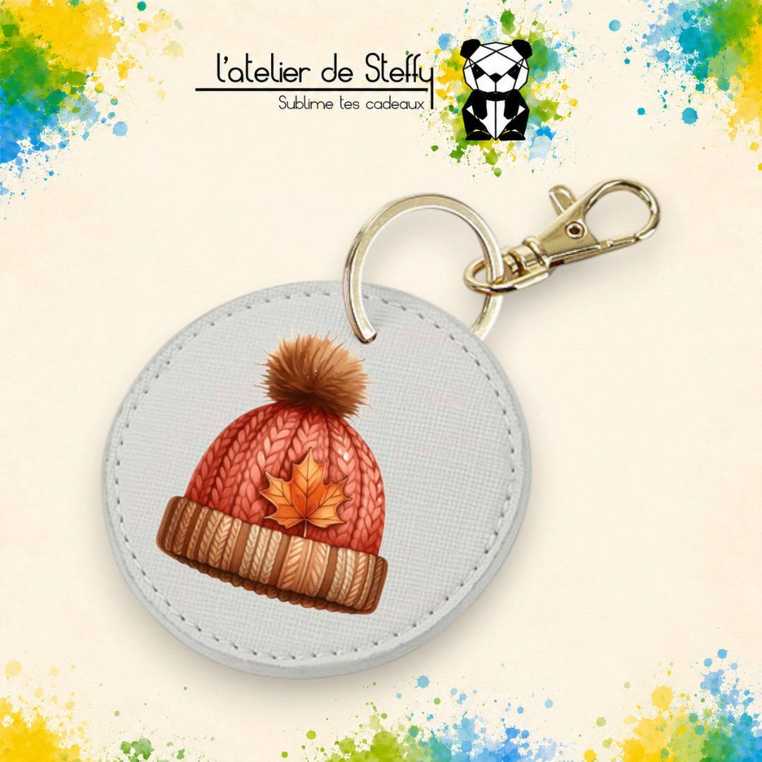 Porte-clés simili rond - Bonnet automne – Image 4