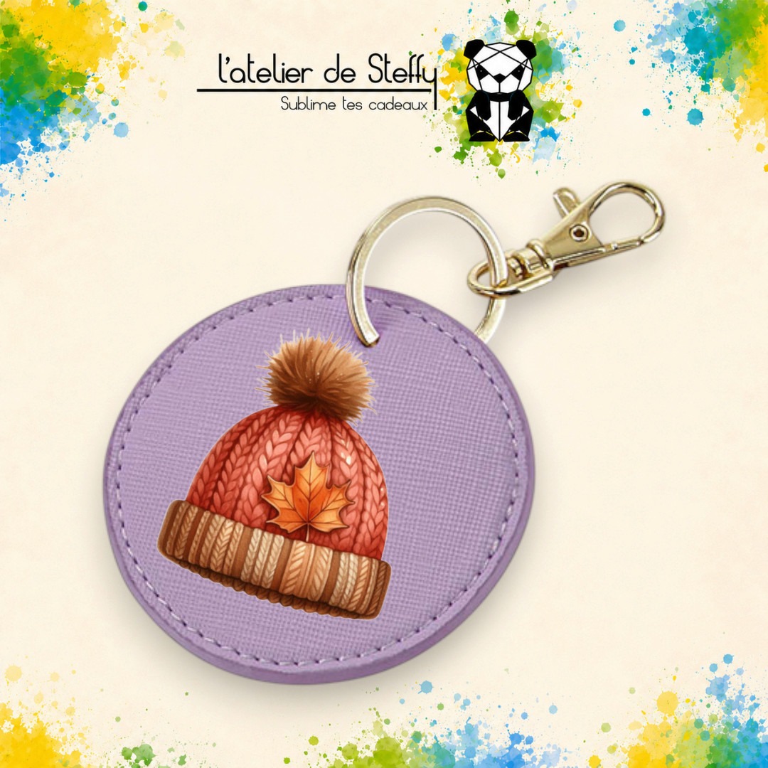Porte-clés simili rond - Bonnet automne – Image 5