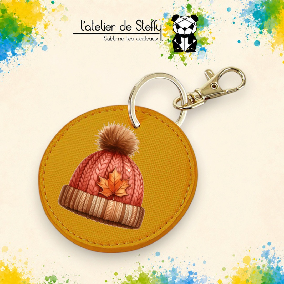Porte-clés simili rond - Bonnet automne – Image 6