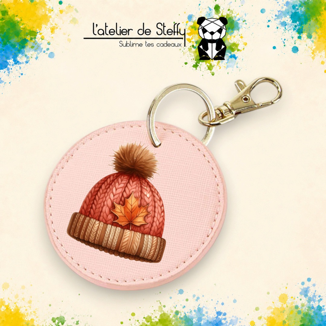 Porte-clés simili rond - Bonnet automne – Image 8