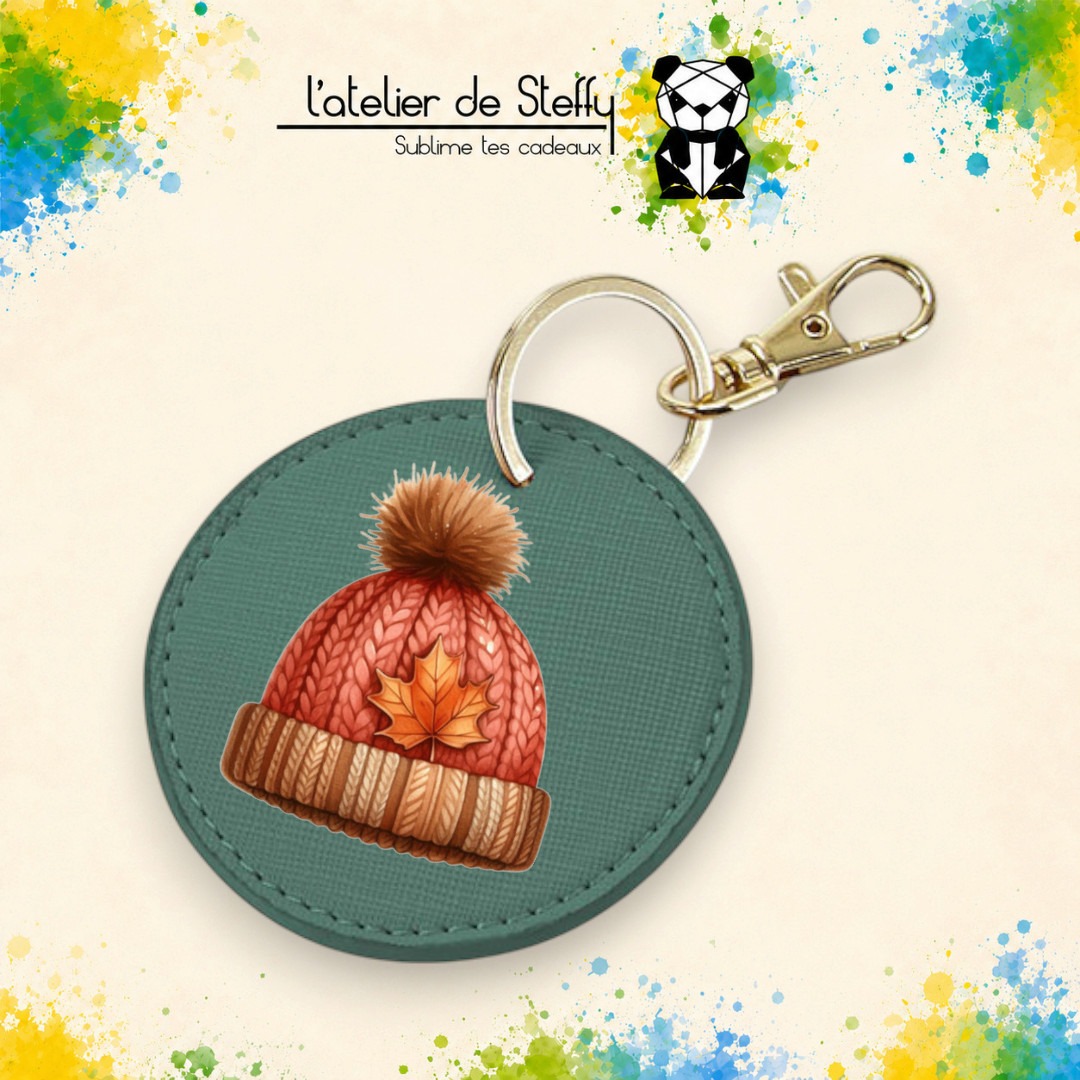 Porte-clés simili rond - Bonnet automne – Image 9