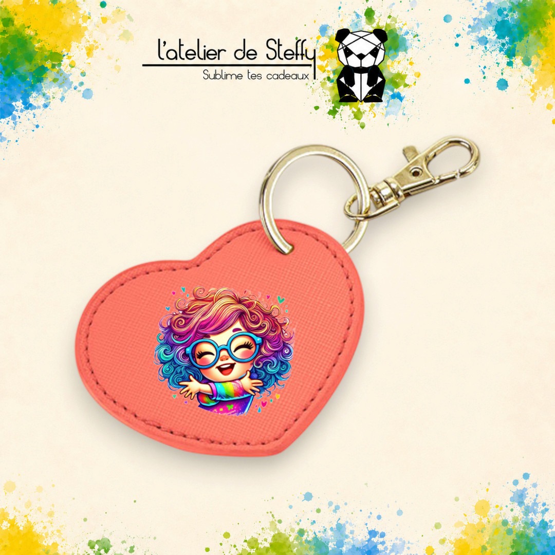 Porte-clés simili coeur - Fille multicolore – Image 3