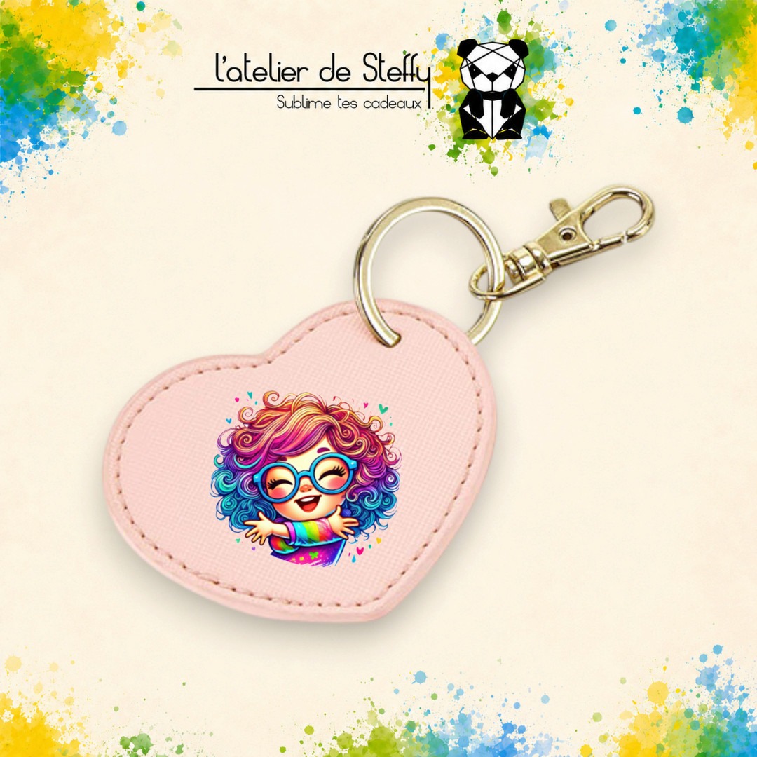 Porte-clés simili coeur - Fille multicolore