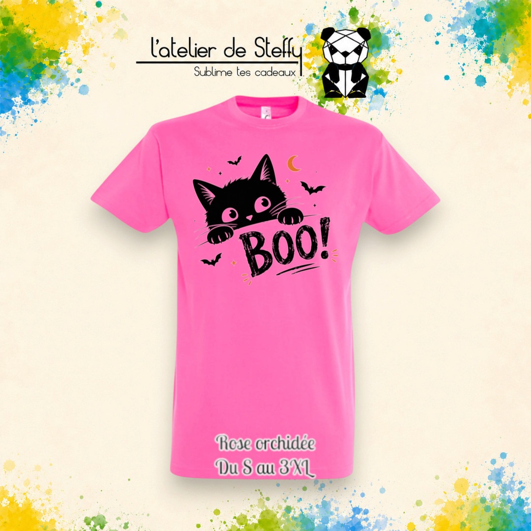 Tee-shirt Zhom rose orchidée - Chat boo