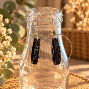 Boucles d'oreilles Sélène - Noir paillettes