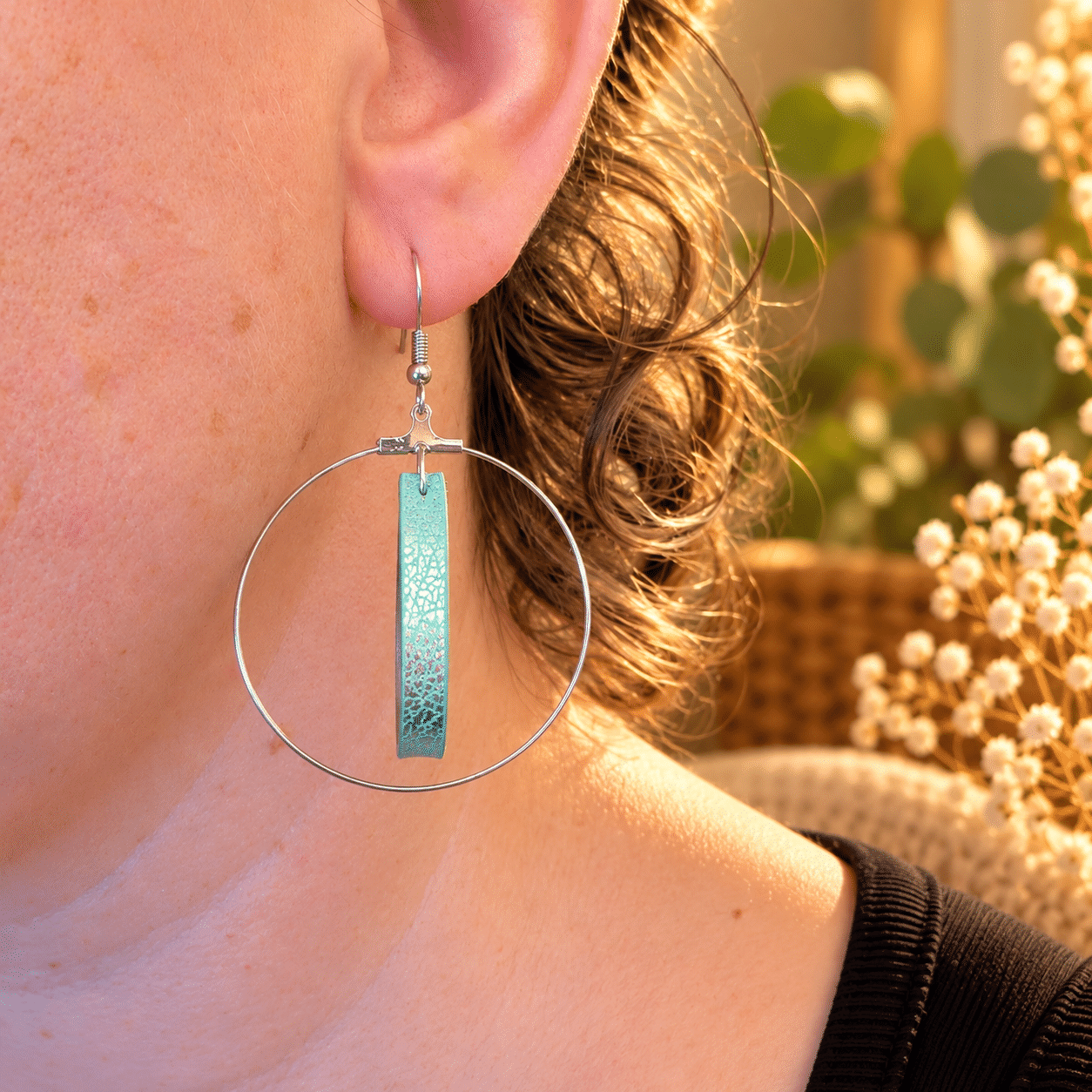 Boucles d'oreilles Sélène - Turquoise – Image 2
